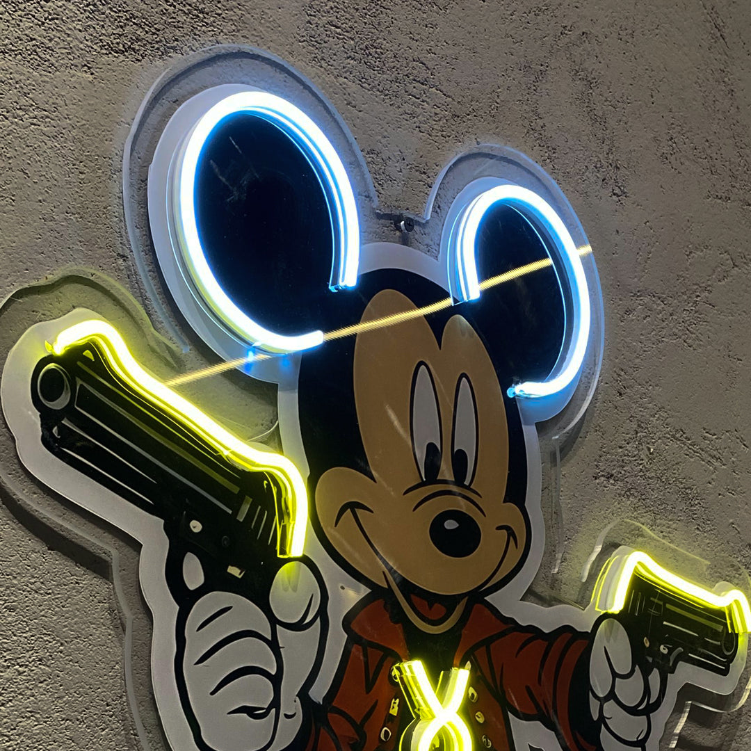 Mickey With Guns Neon Artwork