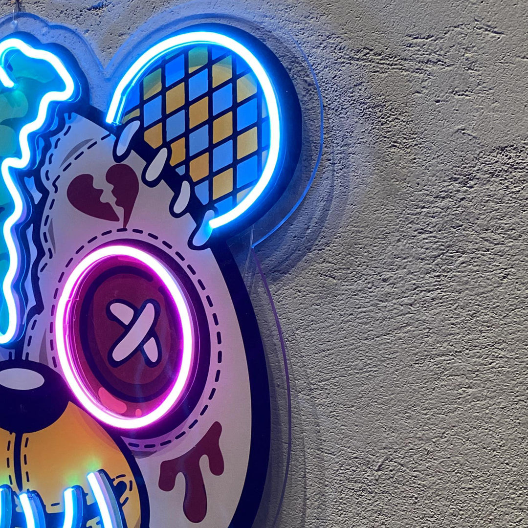 Mad Teddy Bear Neon Artwork
