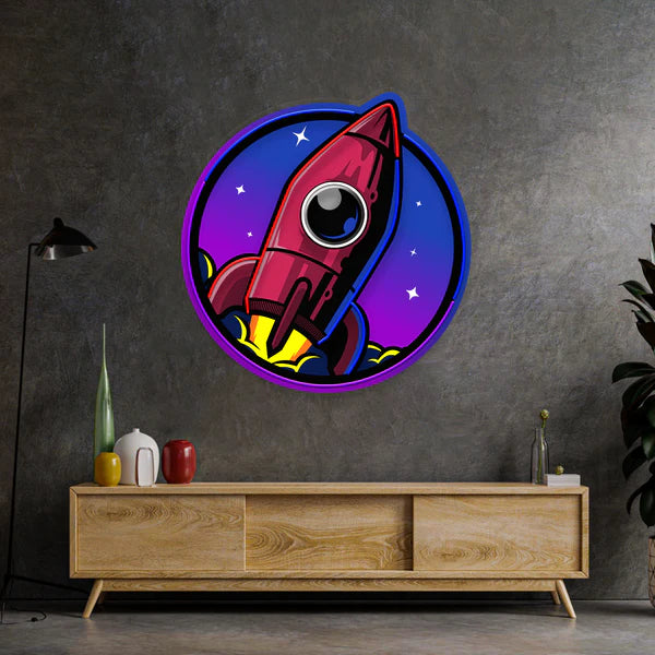 Spaceship Rocket Launch Web Galaxy LED Neon Sign Light Pop Arty