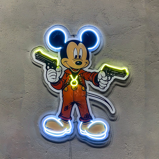 Mickey With Guns Neon Artwork