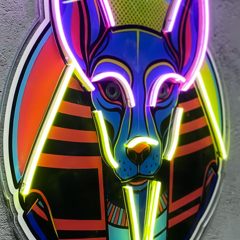 Egyptian Anubis Neon Artwork