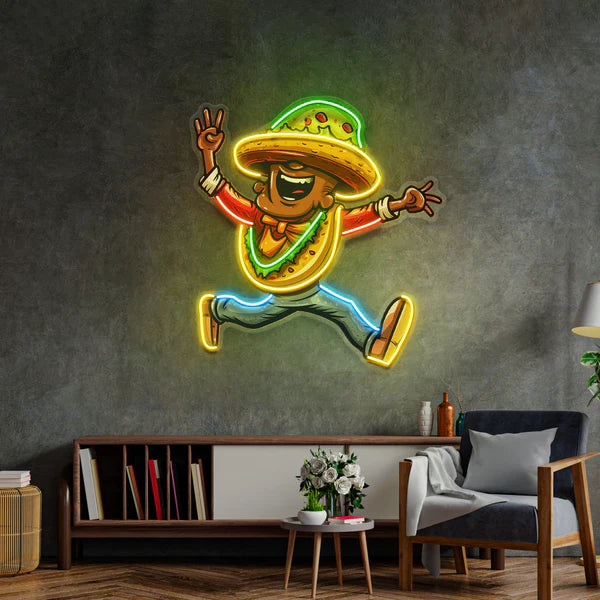 A Taco Dancing Disco Music LED Neon Sign Light Pop Art