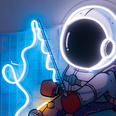 Astronaut Fishing Led Neon Acrylic Artwork