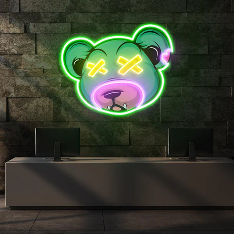 Dead Bear Cartoon Led Neon Acrylic Artwork