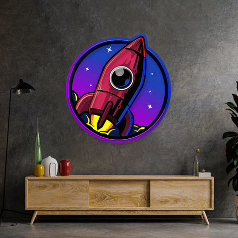 Spaceship Rocket Launch Web Galaxy LED Neon Sign Light Pop Arty