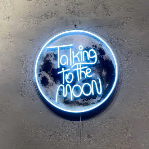 Talking to the moon neon artwork