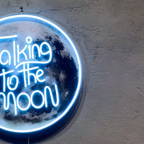 Talking to the moon neon artwork