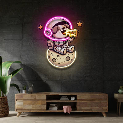 Astrodog Eat Pizza LED Neon Sign Light Pop Art