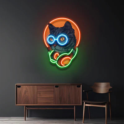 Cat Headphone LED Neon Sign Light Pop Art