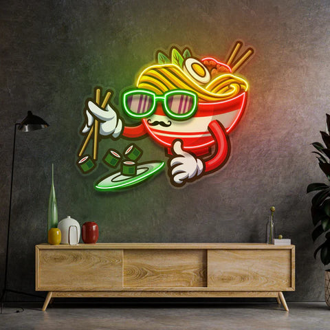 Ramen Eating Sushi LED Neon Sign Light Pop Art