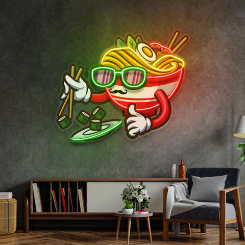 Ramen Eating Sushi LED Neon Sign Light Pop Art