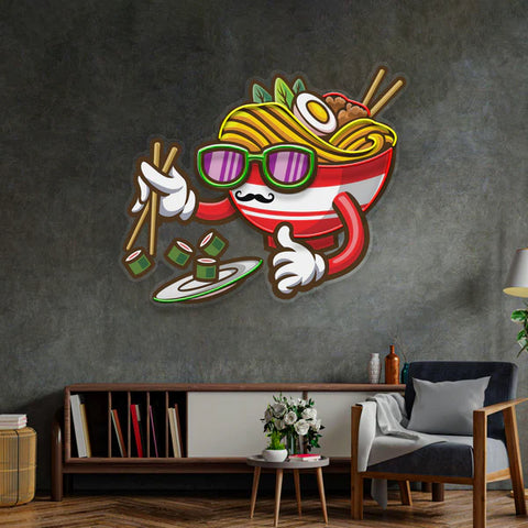 Ramen Eating Sushi LED Neon Sign Light Pop Art