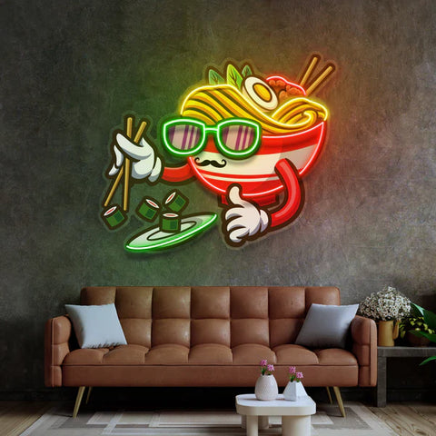 Ramen Eating Sushi LED Neon Sign Light Pop Art